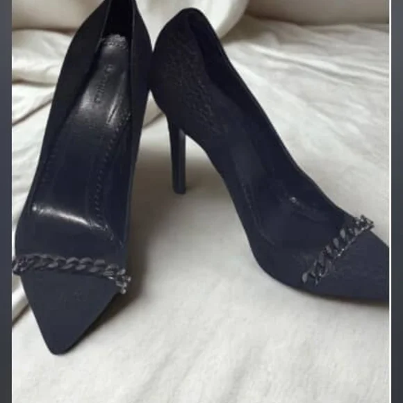 All Saints Black Chain Accent Heels - Picture 2 of 4